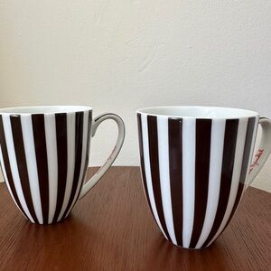 Henri Bendel Brown and White Striped Mugs (2)